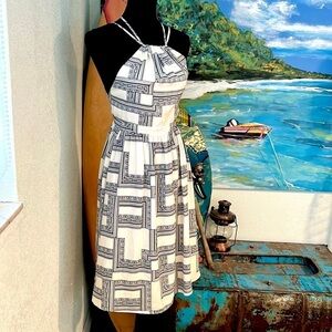 Storee, Adorable Cross Back,Halter-Style Geo Designed Dress, Excellent Condition
